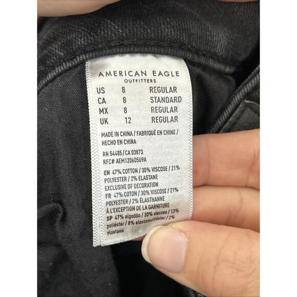 American Eagle Womens Hi Rise Jeggings Sz 8 Black Distressed Next Level Stretch - Picture 11 of 11
